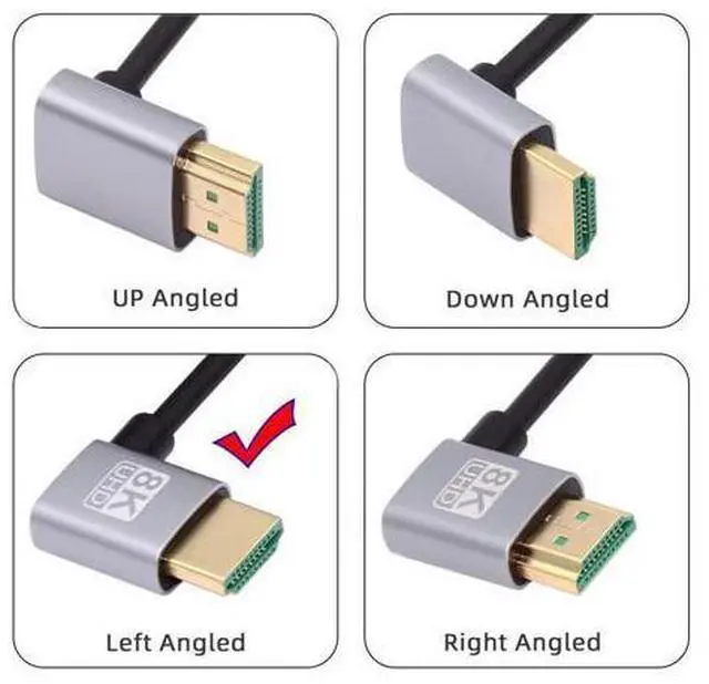 Alt view image 2 of 7 - HDMI 2.1 Ultra Thin HDTV Cable 8K 4K Hyper Super Flexible Slim Cord Left Angled to Left Angled 90 Degree Type-A for Computer HDTV