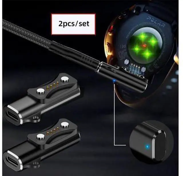 Alt view image 7 of 7 - Connector 2pcs/lot Magnetic Smart Watch Charging Adapter USB Type-C to 2-Pin Compatible with Polar Vantage V3 M3 P Pro IGNITE3 Grit X2