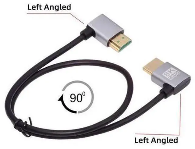 Alt view image 6 of 7 - HDMI 2.1 Ultra Thin HDTV Cable 8K 4K Hyper Super Flexible Slim Cord Left Angled to Left Angled 90 Degree Type-A for Computer HDTV