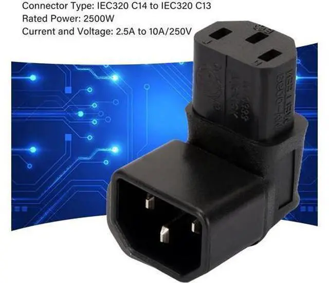 Alt view image 7 of 7 - IEC Male C14 to Up Direction Right Angled 90 Degree IEC Female C13 Power Extension Adapter AC Convertor