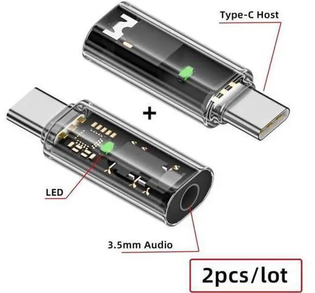 Alt view image 2 of 7 - 2 Pack USB C to 3.5mm Headphone Jack Adapter Support 16bits 48KHz HiFi Sound Quality with DAC Chip