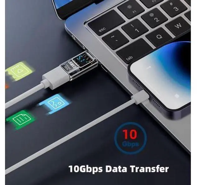Alt view image 5 of 7 - 3 Pack USB Digital Display Adapter, USB 3.2 10Gbps PD 36W/60W Data Transfer Fast Charging Power Meter Tester Converter Adapter