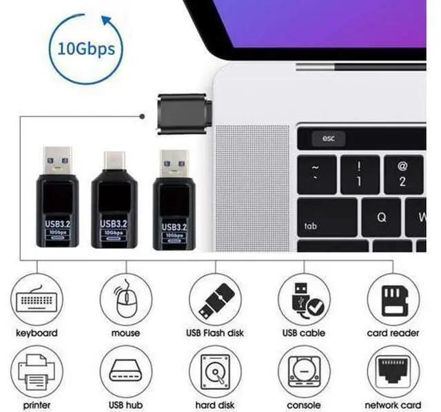 Alt view image 6 of 7 - 3 Pack USB Digital Display Adapter, USB 3.2 10Gbps PD 36W/60W Data Transfer Fast Charging Power Meter Tester Converter Adapter