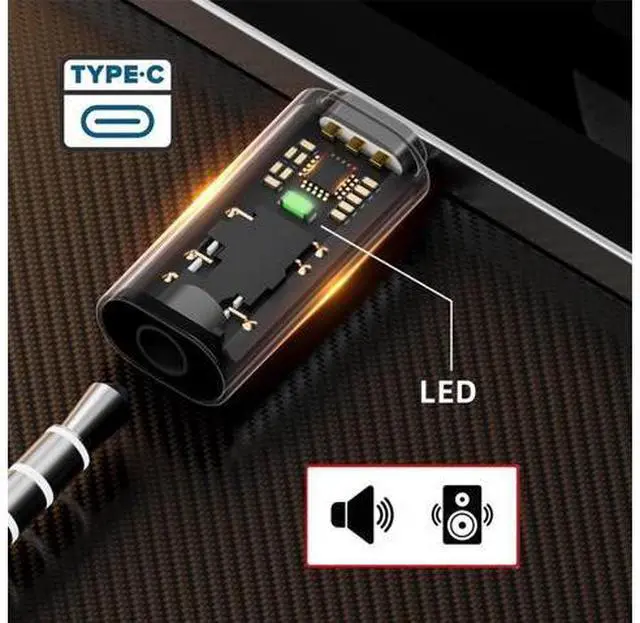 Alt view image 6 of 7 - 2 Pack USB C to 3.5mm Headphone Jack Adapter Support 16bits 48KHz HiFi Sound Quality with DAC Chip