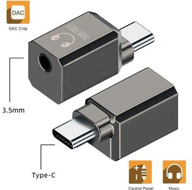 Alt view image 2 of 7 - USB C to 3.5mm Headphone Jack Adapter Support Hi-Res 32bits 384KHz HiFi Sound Quality with DAC Chip