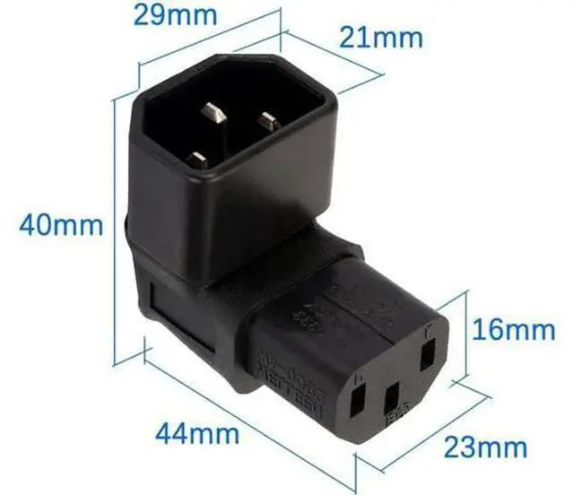 Alt view image 3 of 7 - IEC Male C14 to Up Direction Right Angled 90 Degree IEC Female C13 Power Extension Adapter AC Convertor