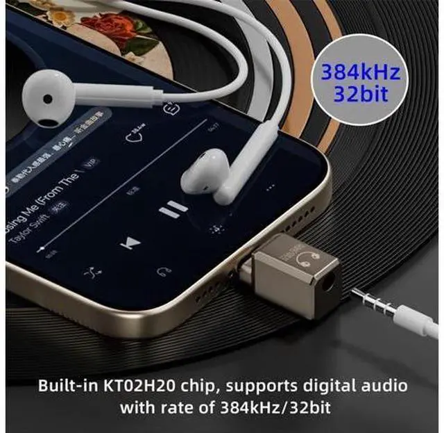 Alt view image 5 of 7 - USB C to 3.5mm Headphone Jack Adapter Support Hi-Res 32bits 384KHz HiFi Sound Quality with DAC Chip