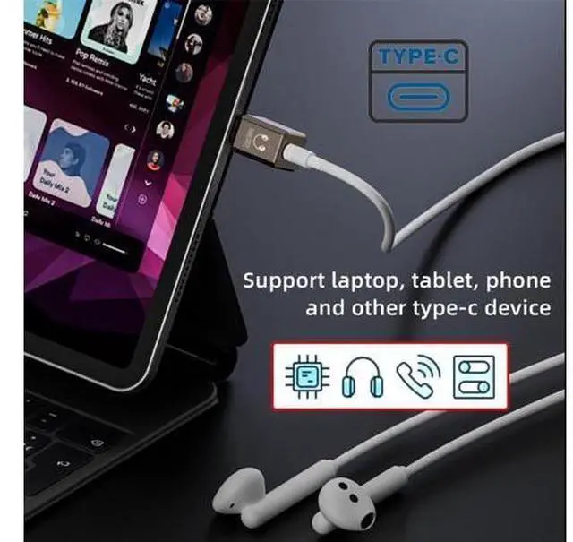 Alt view image 6 of 7 - USB C to 3.5mm Headphone Jack Adapter Support Hi-Res 32bits 384KHz HiFi Sound Quality with DAC Chip