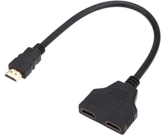 Alt view image 2 of 6 - HDMI to Dual HDMI Female Y Splitter Switch Extension Adapter Cable with Micro Mini HDMI Adapter