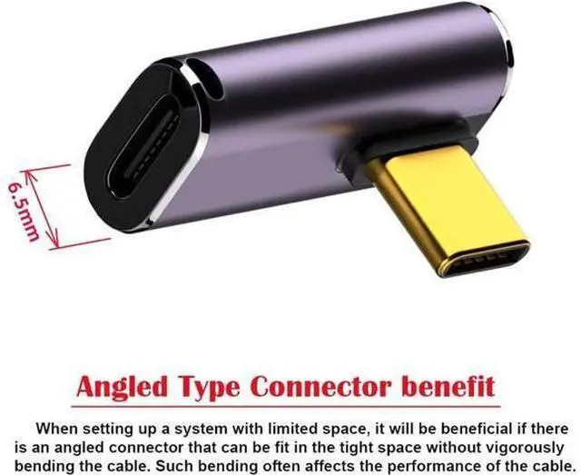 Alt view image 2 of 7 - USB4 Type C Male to Female 240W Power 40Gbps Data 8K Video Adapter Low Profile Left Right Angled for NS Phone Laptop