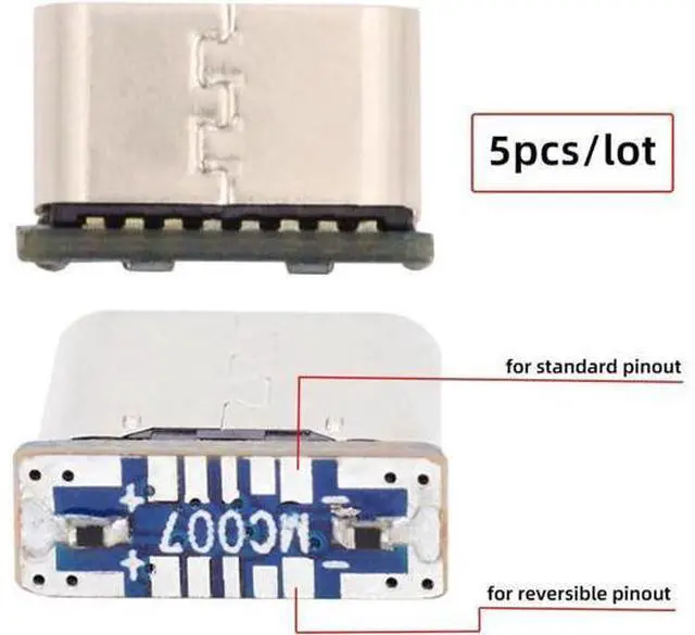 Alt view image 3 of 7 - Connector 5pcs/lot DIY Solder Type-C Female Socket Connector Replace for Micro-USB 5Pin Female SMT Type DC 5V Power