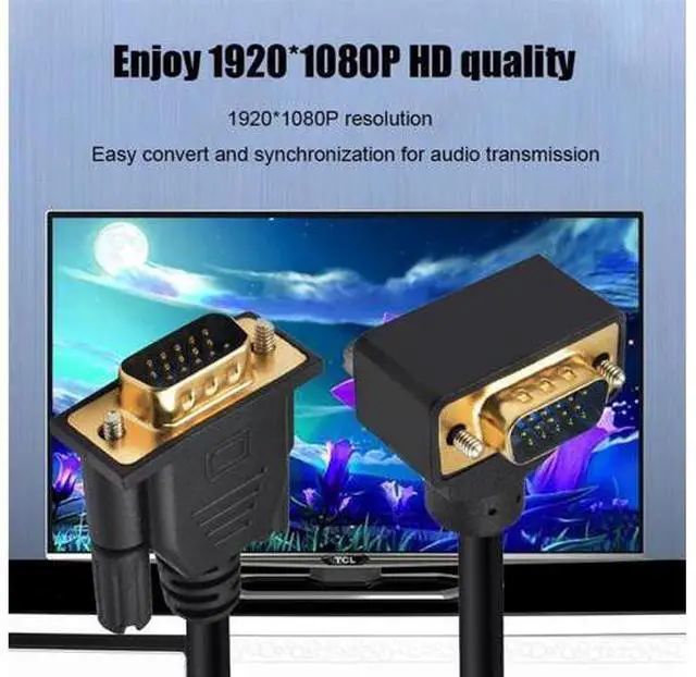 Alt view image 3 of 7 - 90 Degree Down Angled VGA RGB Male to Straight Male Extension Cable 3COAX+6C for Monitor Projector Computer