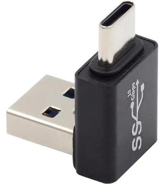 Main image of Up Angled USB3.0 Type A Male to USB 3.1 Type C Male Data 10Gbps Charge Adapter 90 Degree for Laptop Phone