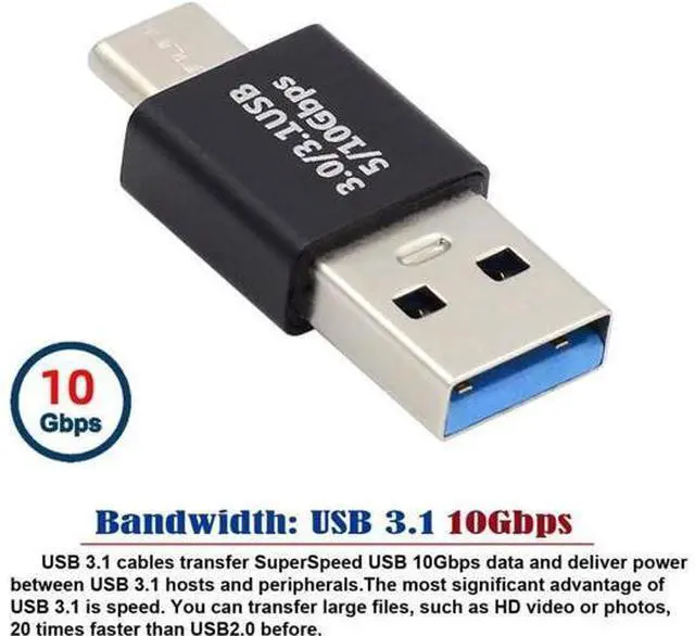 Alt view image 2 of 7 - Right Angled USB3.0 Type A Male to USB 3.1 Type C Male Data 10Gbps Charge Adapter 90 Degree for Laptop Phone