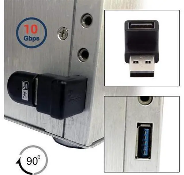 Alt view image 6 of 7 - 10Gbps USB3.0 Male to Female Extension Power Data Video Adapter 90 Degree Down Angled Type