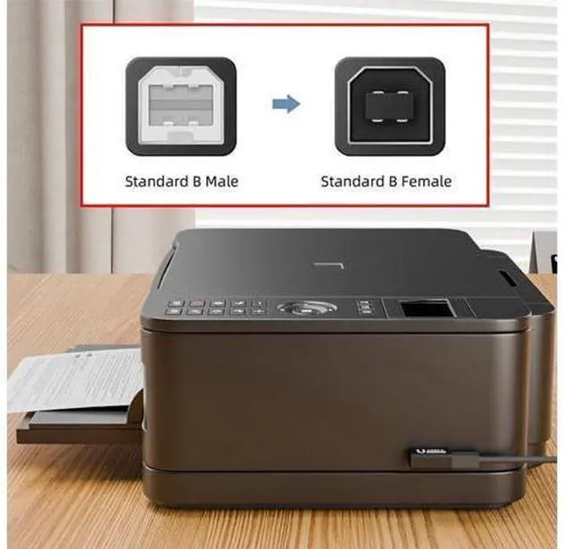 Alt view image 5 of 7 - 4pcs/lot USB 2.0 Type-B Male to Female Extension Adapter Horizontal Vertical Angled 90 Degree for Printer Scanner