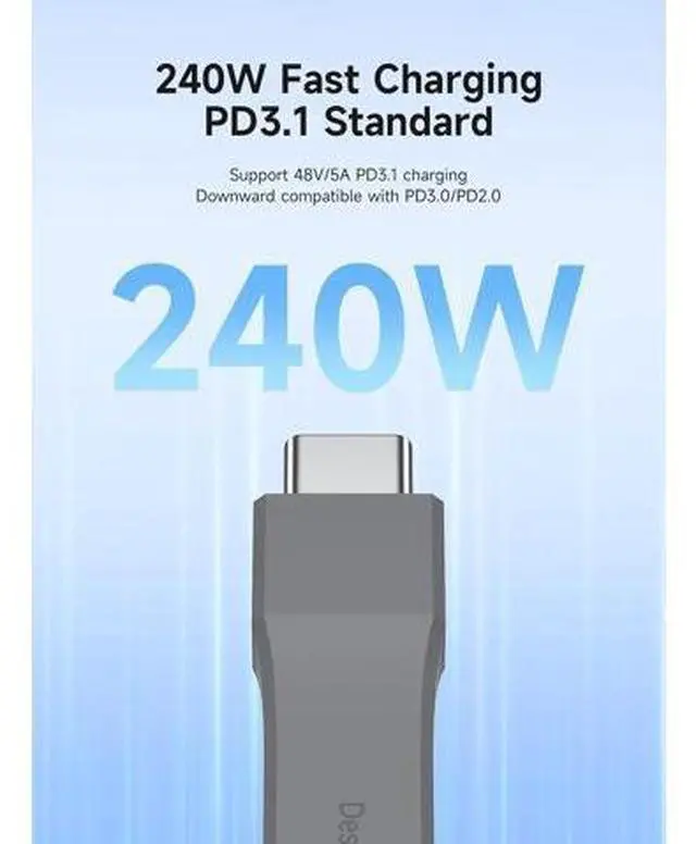 Alt view image 3 of 7 - Short USB 4 Cable, 240W Charging U-Type USB C Cable, 40Gbps Data Transfer, 8K 60Hz Video Display for iPhone 17 16 15 Pro Max, iPad, Thunderbolt 4/3, Hub, External SSD (UC4MC-6cm)