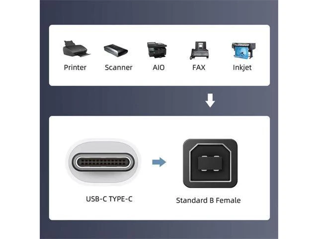 Alt view image 5 of 7 - 2pcs/lot USB 2.0 B Type Female to Type-C Male Angled & Straight Extension Adapter for Printer Phone Disk