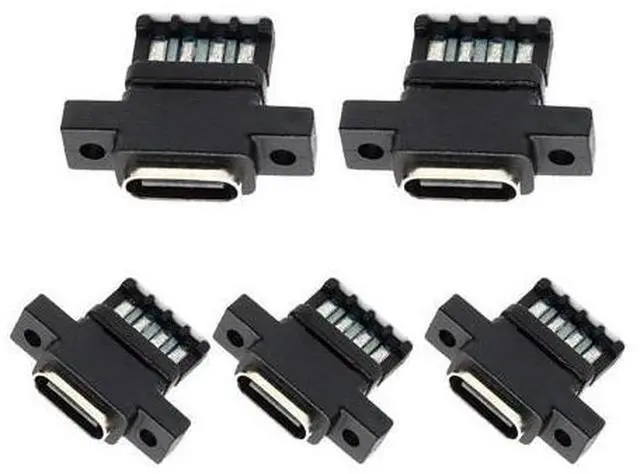 Main image of 5pcs/Set DIY OEM Type C Female Socket Connector to 6Pin PCBA Pinout Vertical Scew Mount Type DC 5V/20V PD Power