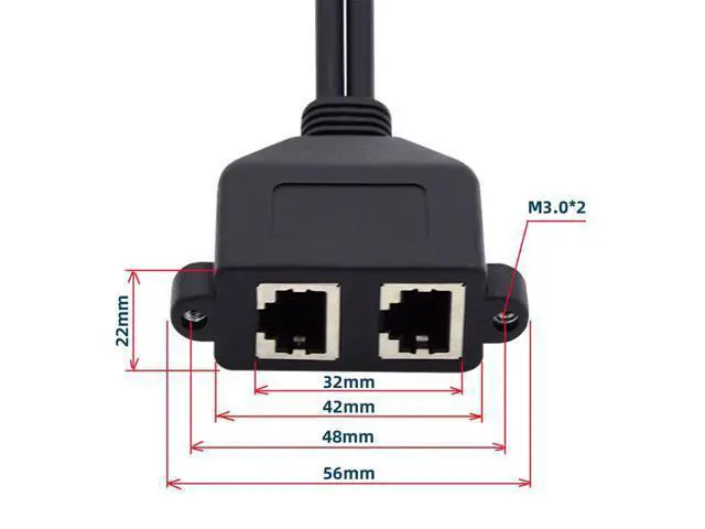 Alt view image 4 of 7 - Dual Ports UTP Cat6 Male to Female LAN Ethernet Network Extension Cable 8P8C FTP STP with Panel Mount Holes