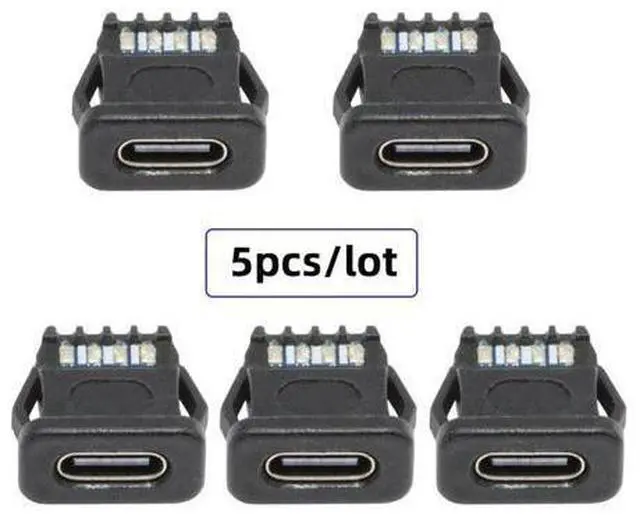 Alt view image 2 of 7 - 5pcs/Set DIY OEM Type C Female Socket Connector to 6Pin PCBA Pinout Rectangle Latch Mount Type DC 5V/20V PD Power IP67
