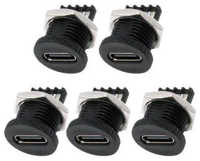 Main image of 5pcs/Set DIY OEM Type C Female Socket Connector to 6Pin PCBA Pinout Scew Nut Mount Type DC 5V/20V PD Power
