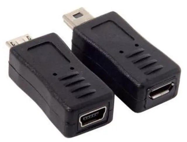 Alt view image 6 of 7 - 2 Pack Mini USB Male/Female to Micro USB Male/Female Extension Connector Adapter