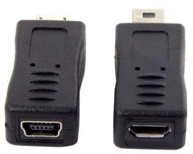 Alt view image 5 of 7 - 2 Pack Mini USB Male/Female to Micro USB Male/Female Extension Connector Adapter