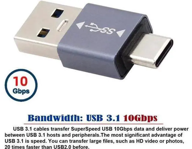 Alt view image 5 of 7 - USB 3.1 Type C Male OTG to USB3.0 Type A Male Data 10Gbps Charge Adapter for Laptop Phone