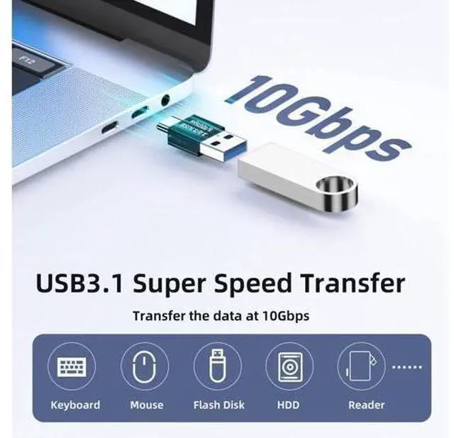 Alt view image 3 of 7 - USB 3.1 Type C Male OTG to USB3.0 Type A Male Data 10Gbps Charge Adapter for Laptop Phone