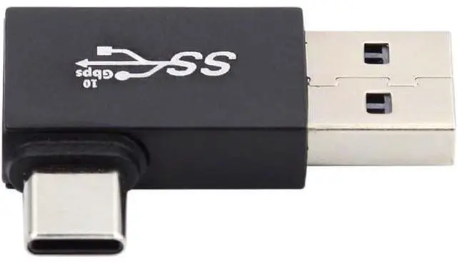 Main image of Left Angled USB3.0 Type A Male to USB 3.1 Type C Male Data 10Gbps Charge Adapter 90 Degree for Laptop Phone
