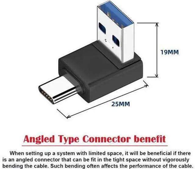 Alt view image 6 of 7 - Up Angled USB3.0 Type A Male to USB 3.1 Type C Male Data 10Gbps Charge Adapter 90 Degree for Laptop Phone