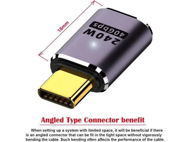 Alt view image 2 of 7 - USB4 Type C Male to Female 240W Power 40Gbps Data 8K Video Adapter for NS Phone Laptop