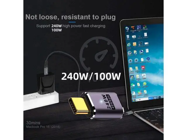 Alt view image 7 of 7 - USB4 Type C Male to Female 240W Power 40Gbps Data 8K Video Adapter for NS Phone Laptop