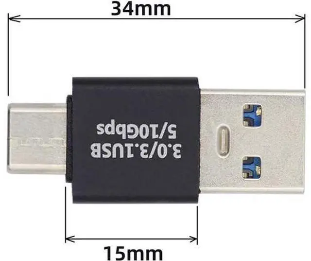 Alt view image 3 of 7 - Right Angled USB3.0 Type A Male to USB 3.1 Type C Male Data 10Gbps Charge Adapter 90 Degree for Laptop Phone