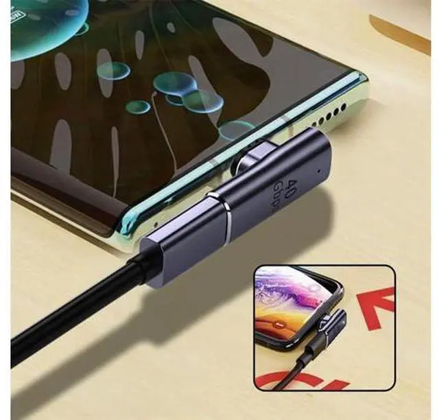 Alt view image 4 of 7 - 40Gbps USB4 Type C Male to Female Low Profile Right Angled 100W Power Data 8K Video Adapter for Laptop Phone