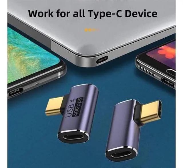 Alt view image 6 of 7 - 40Gbps USB4 Type C Male to Female 90 Degree Left Right Angled 100W Power Data 8K Video Adapter for Laptop Phone