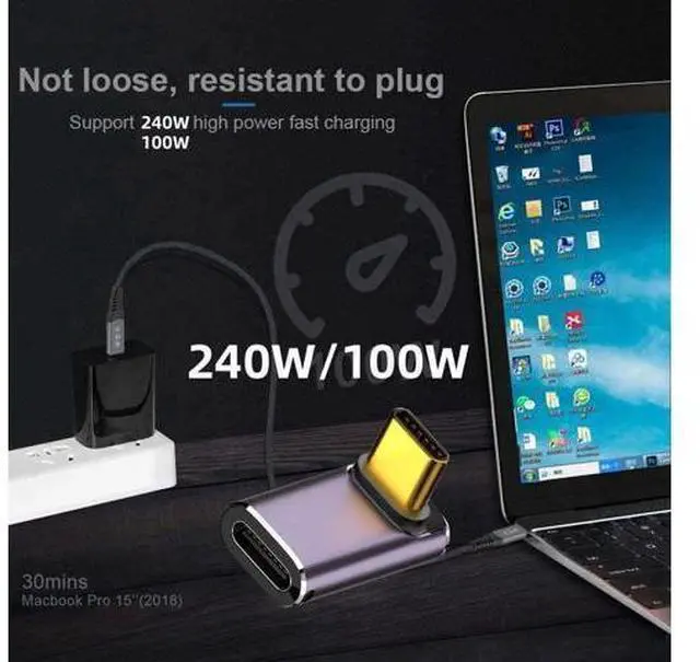 Alt view image 7 of 7 - USB4 Type C Male to Female 240W Power 40Gbps Data 8K Video Adapter Up Down Angled for NS Phone Laptop
