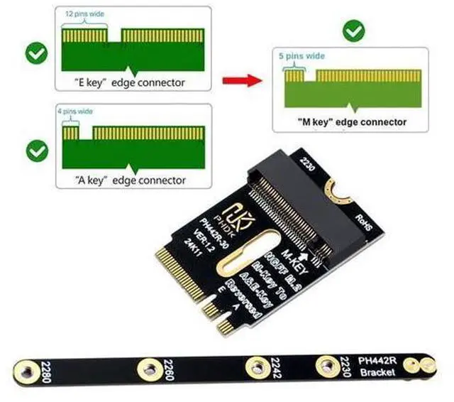Alt view image 3 of 7 - M.2(A+E Key) 2230MM to NVME M-Key Extension Card Adapter for Motherboard NVME SSD Hard Drive Port Extension 2230/2242/2260/2280MM