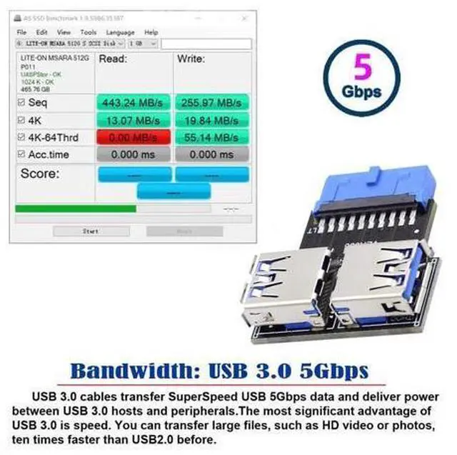 Alt view image 6 of 7 - Dual USB 3.0 A Type Female to Motherboard 20/19 Pin Box Header Slot Adapter 5Gbps Horizontal Type PCBA
