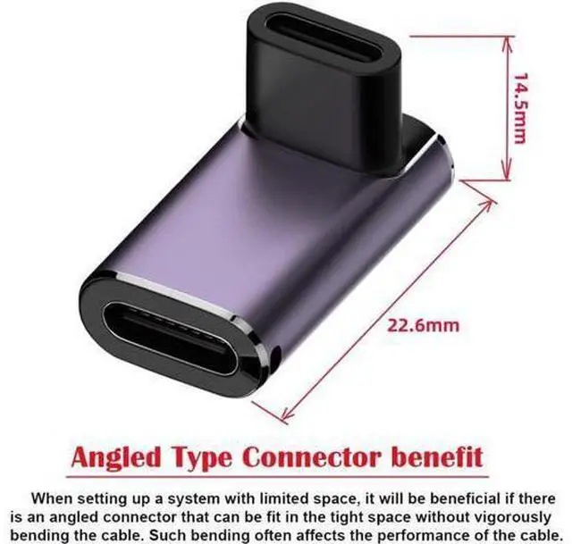 Alt view image 2 of 7 - USB4 Type C Female to Female 240W Power 40Gbps Data 8K Video Adapter Up Down Angled for NS Phone Laptop