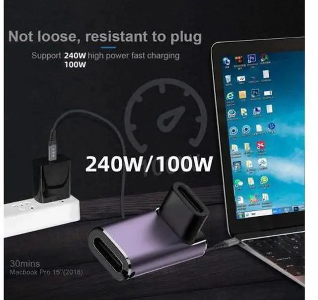 Alt view image 7 of 7 - USB4 Type C Female to Female 240W Power 40Gbps Data 8K Video Adapter Up Down Angled for NS Phone Laptop
