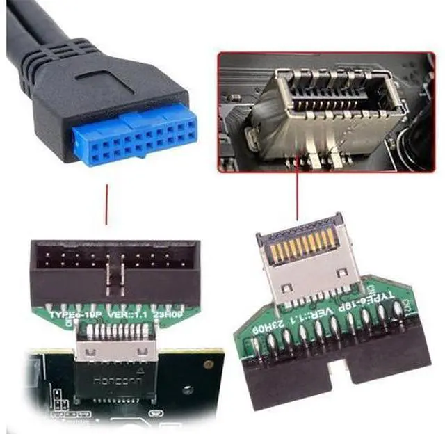 Alt view image 3 of 7 - Type-E IDC Socket USB 3.1 Front Panel Header to USB 3.0 20Pin Header Extension Adapter for Desktop Motherboard