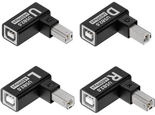 Main image of 4pcs/lot USB 2.0 Type-B Male to Female Extension Adapter Horizontal Vertical Angled 90 Degree for Printer Scanner