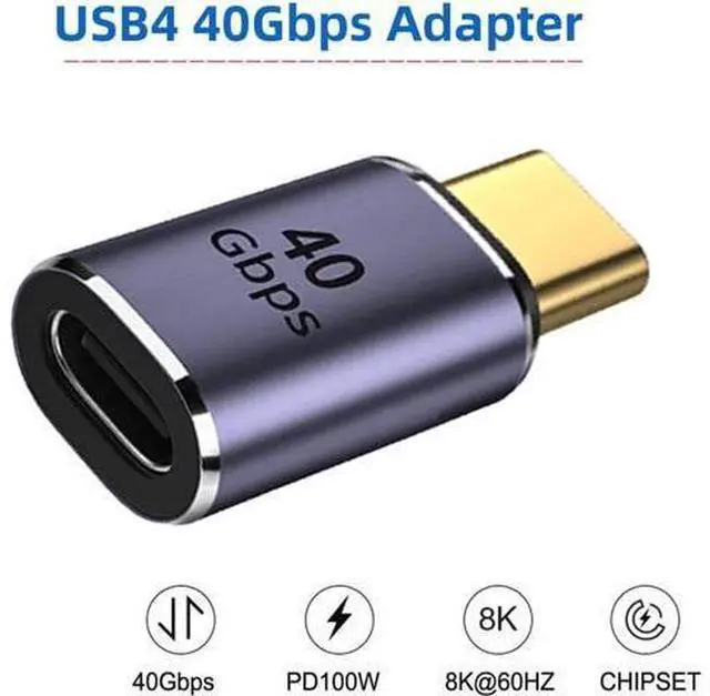 Alt view image 3 of 7 - 40Gbps USB4 Type C Male to Female Straight Connector 100W Power Data 8K Video Adapter for Laptop Phone