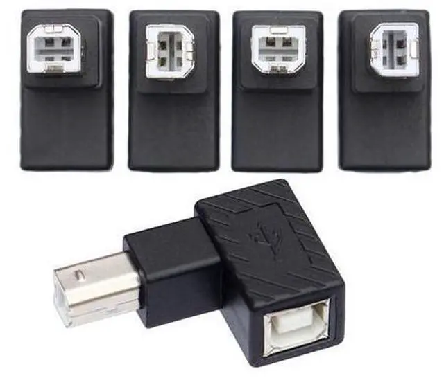 Main image of 4Pcs USB 2.0 B Type Male to Female Extension Adapter Horizontal Vertical Angled 90 Degree for Disk Scanner