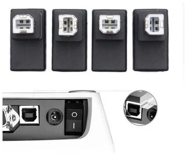 Alt view image 4 of 7 - 4Pcs USB 2.0 B Type Male to Female Extension Adapter Horizontal Vertical Angled 90 Degree for Disk Scanner