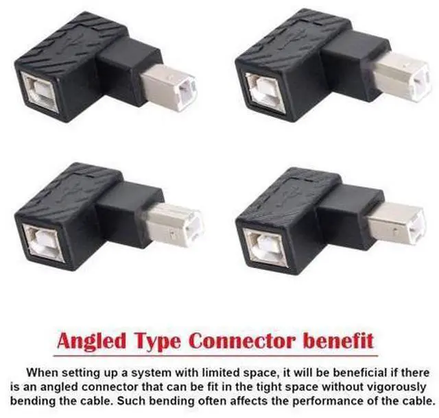 Alt view image 3 of 7 - 4Pcs USB 2.0 B Type Male to Female Extension Adapter Horizontal Vertical Angled 90 Degree for Disk Scanner
