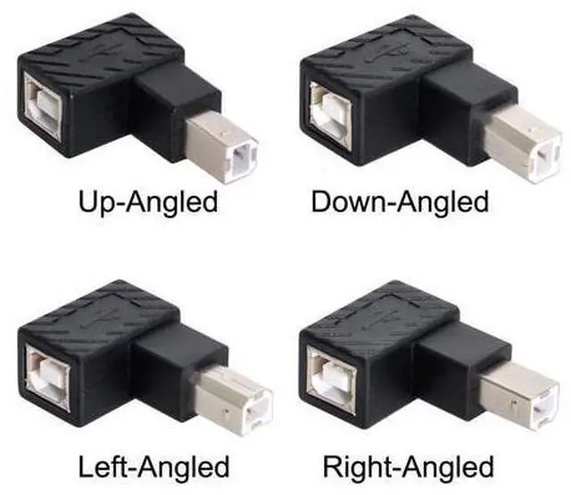 Alt view image 5 of 7 - 4Pcs USB 2.0 B Type Male to Female Extension Adapter Horizontal Vertical Angled 90 Degree for Disk Scanner