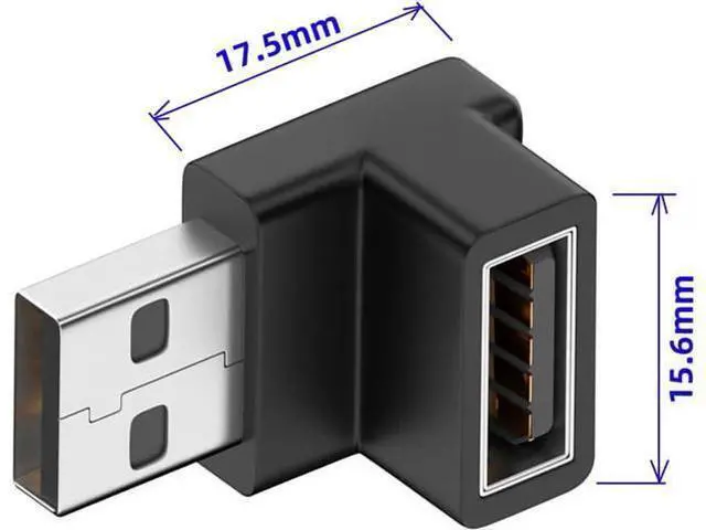 Alt view image 4 of 7 - 10Gbps USB3.0 Male to Female Extension Power Data Video Adapter 90 Degree Down Angled Type